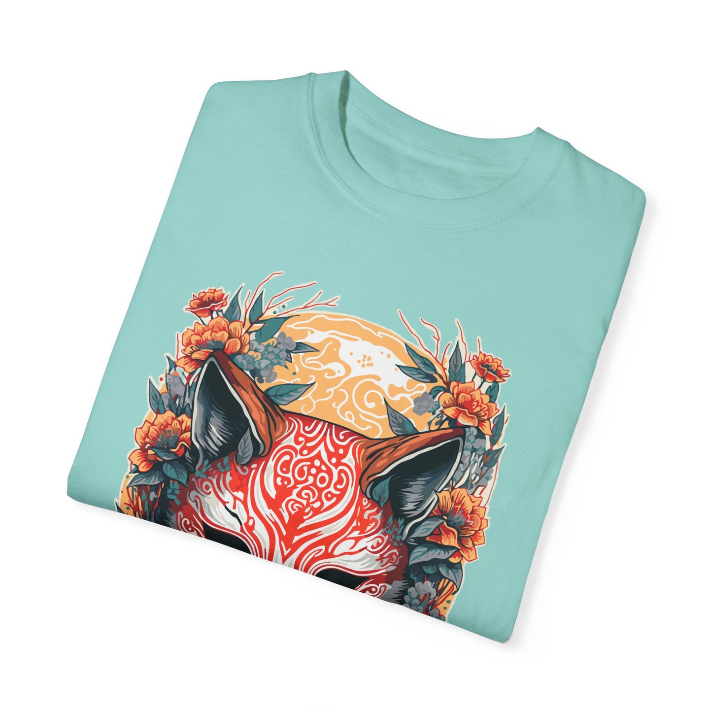 Japanese Kitsune Mask Comfort Colors Tshirt | Mens T-Shirt Graphic Tees Men Shirt Casual | Comfy Loose Fit Summer Clothes | Cotton Street Wear Clothing College Fashion