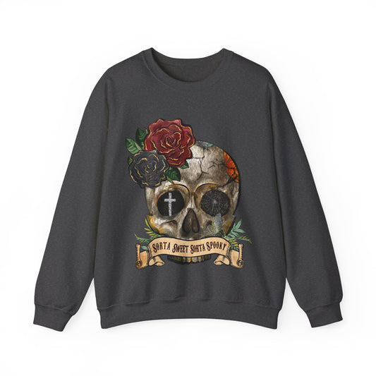 Goth Sweatshirt Skull Graphic Pullover Sweater | Gothic Gifts For Teens Halloween Outfit | Sorta Sweet Sorta Spooky