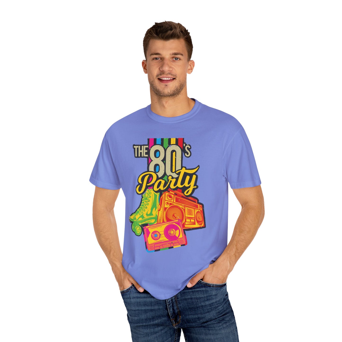 80s Party Comfort Colors Tshirt | Mens T-Shirt Graphic Tees Men Shirt Casual | Comfy Loose Fit Summer Clothes | Cotton Street Wear Clothing College Fashion
