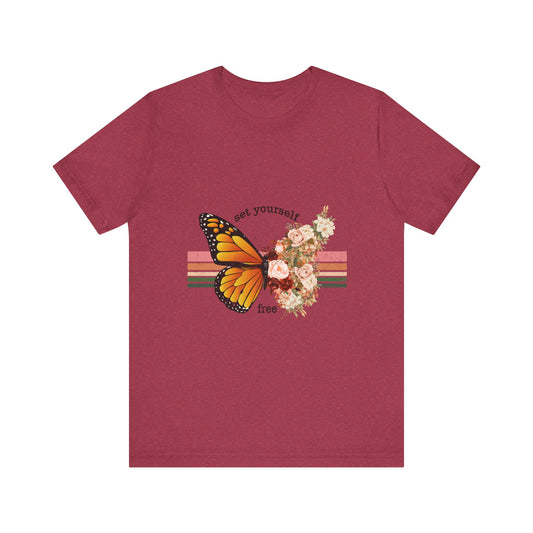 Retro T-Shirt, Butterfly Graphic Tee for Teens, Unisex Tshirt Aesthetic Gifts For Her, Vintage Mantra Shirr Design