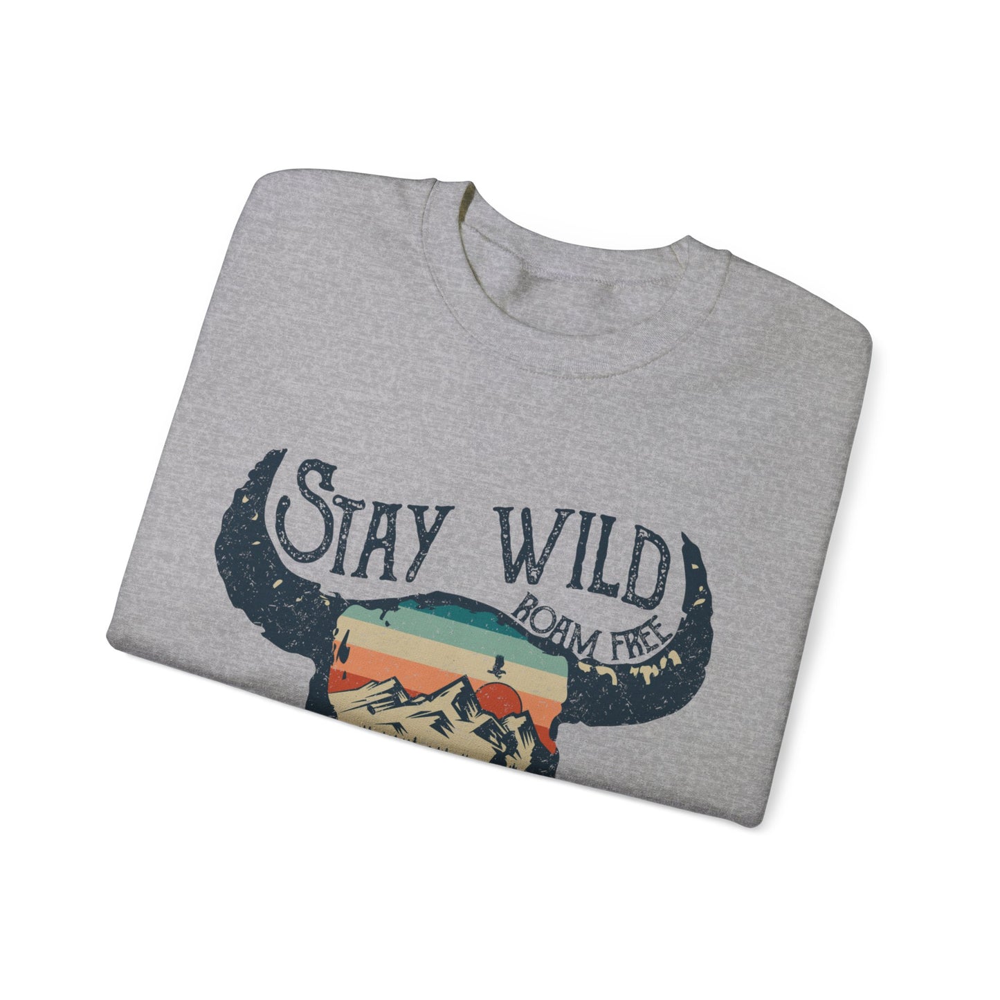 Buffalo Sweatshirt Skull Graphic Pullover Sweater | Desert Gifts For Teens Boho Outfit | Stay Wild