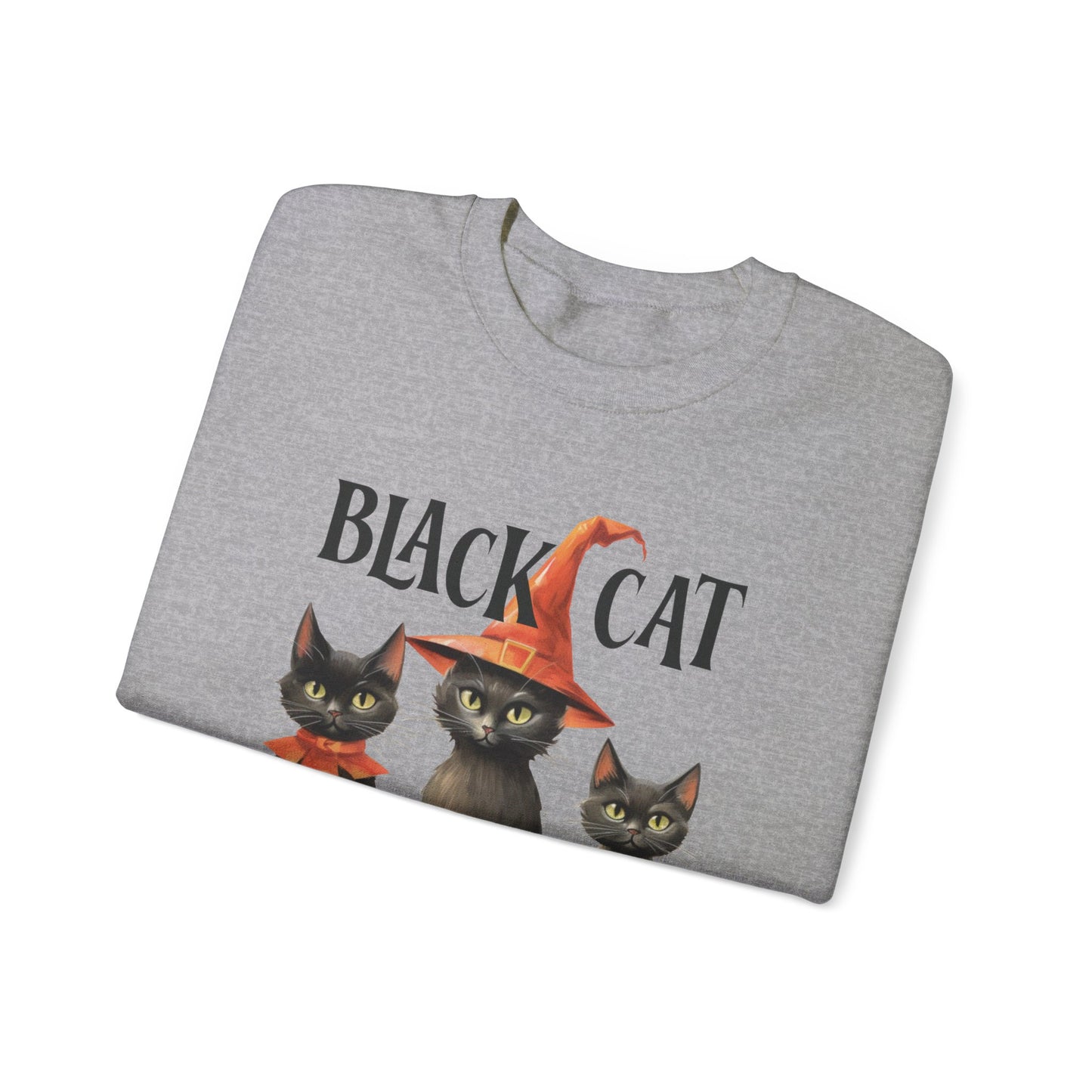 Cat Sweatshirt Halloween Graphic Pullover Sweater | Retro Gifts For Mom Cat Gift For Cat Lovers | Black Cat Society