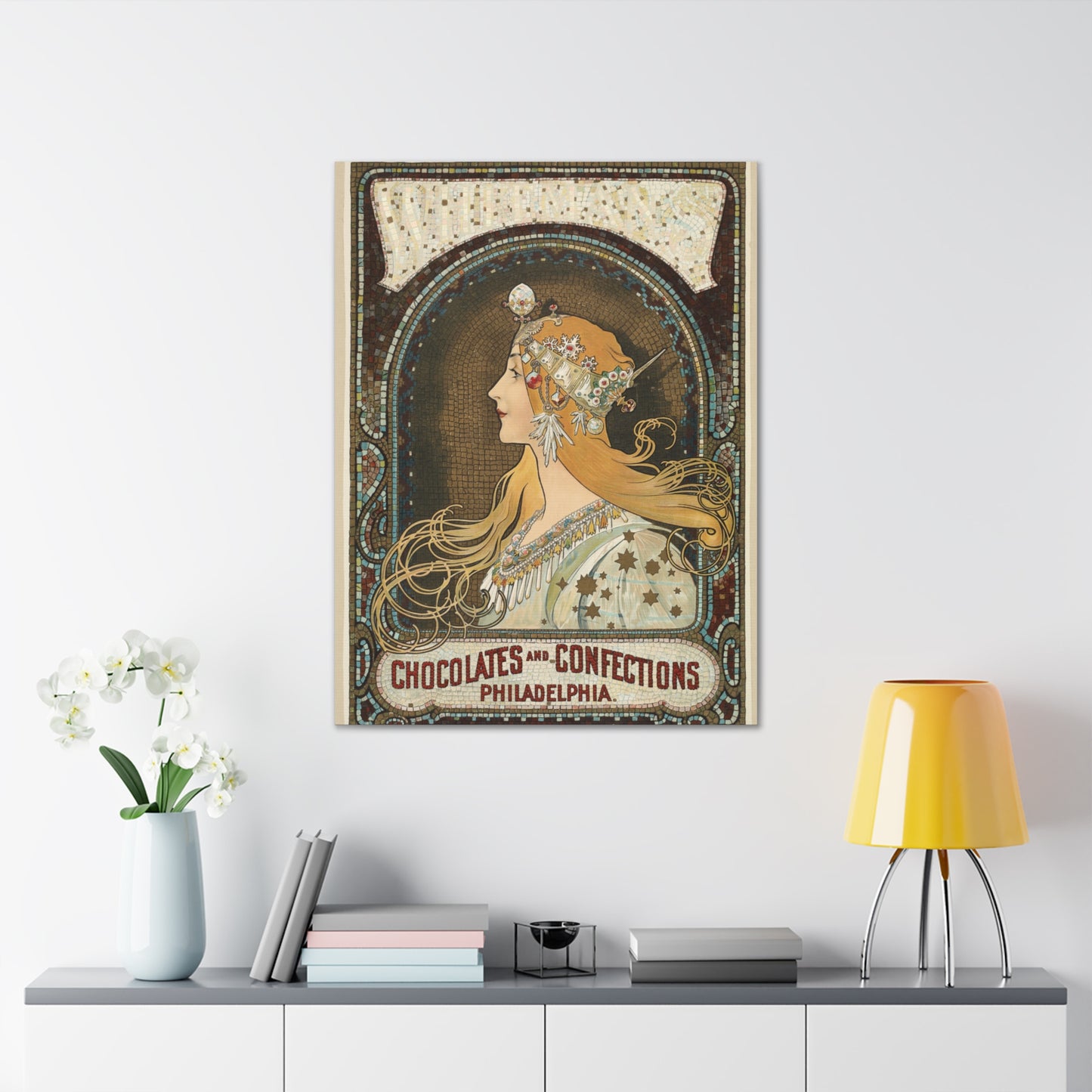 Vintage Art Canvas Gallery Wrap 30x40 Wall Art Chocolates Philadelphia Ad Poster