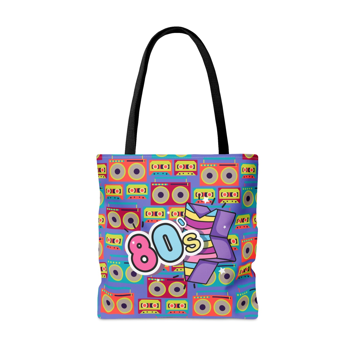 80s Style Pop Icon Tote Bag - Neon Cassette Tapes Design For Women