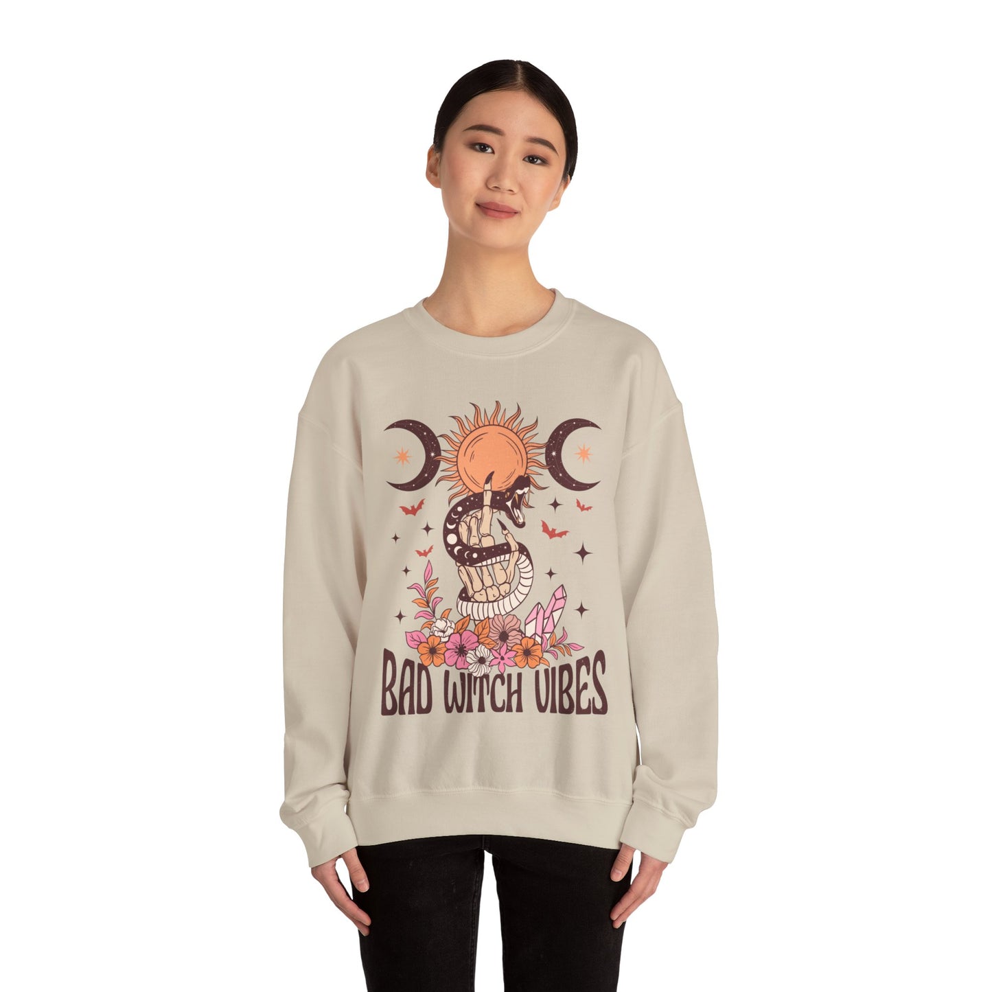 Witch Sweatshirt Halloween Pullover Sweater | Witchy Gifts For Teens Boho Gift For Her | Bad Witch Vibes