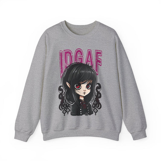 Goth Sweatshirt Emo Graphic Pullover Sweater | Cute Gifts For Teens Halloween Outfit | IDGAF