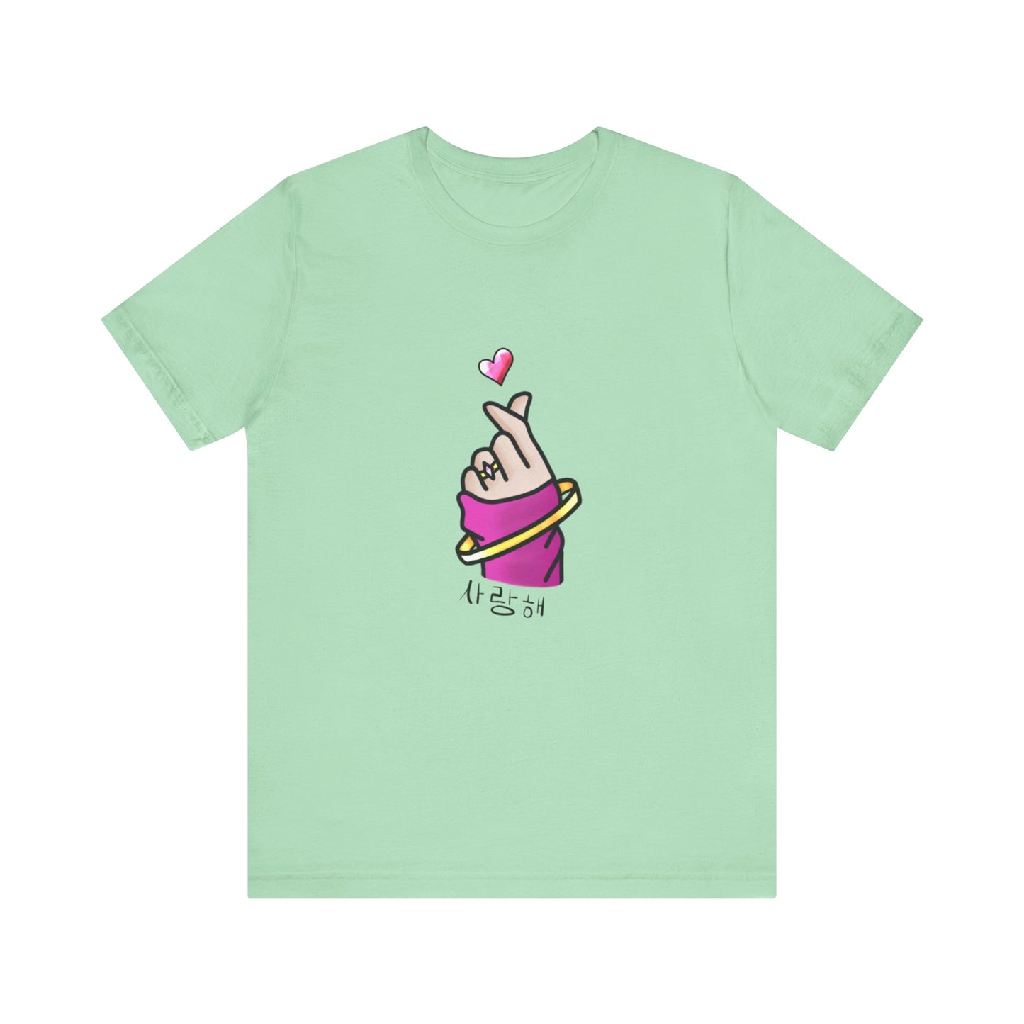 Cute T-Shirt, Finger Heart Unisex Graphic Tee - Korean K-Pop Design
