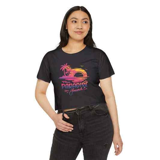 Summer Crop Top For Women, Beach Gifts For Her, Travel T-Shirt Croptop TShirt Merch, Paradise Found