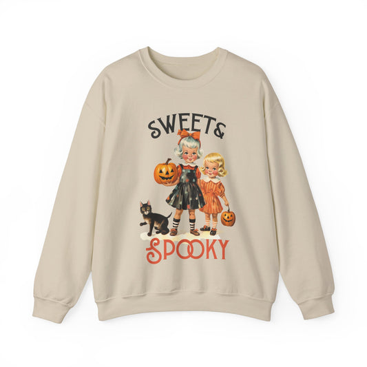 Vintage Sweatshirt Halloween Graphic Pullover Sweater | Retro Gifts For Mom Sweet And Spooky