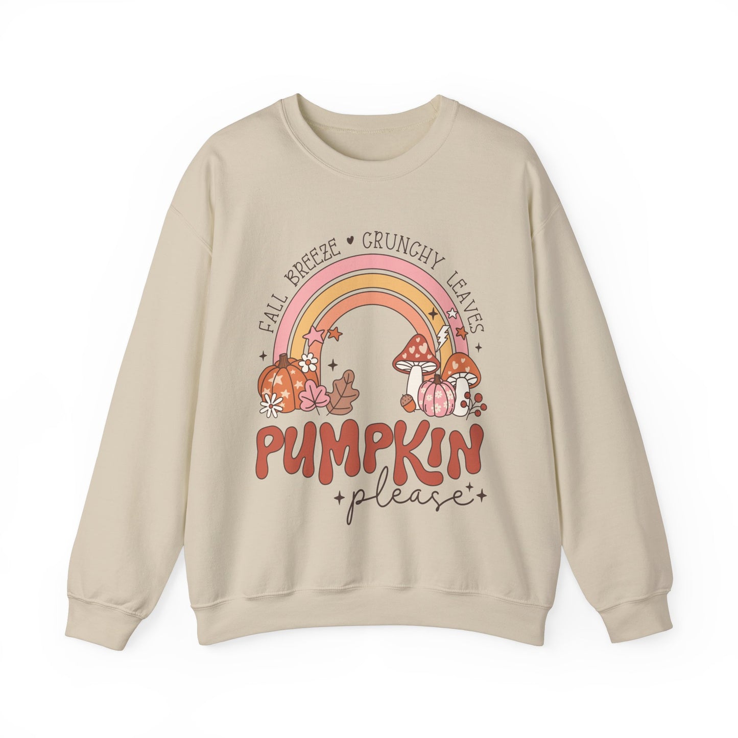 Fall Sweatshirt Halloween Graphic Pullover Sweater | Autumn Gifts For Mom Pumpkin Gift For Farm Lovers | Fall Breeze Crunchy Leaves Pumpkin Please