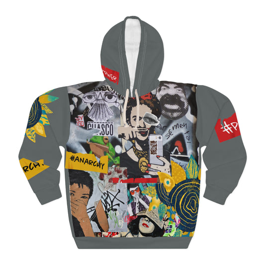 AOP Unisex Pullover Hoodie / Graffiti Art Collage All Over Print Hoodie / Aesthetic Y2K Pullover Zipper Hooded Jacket