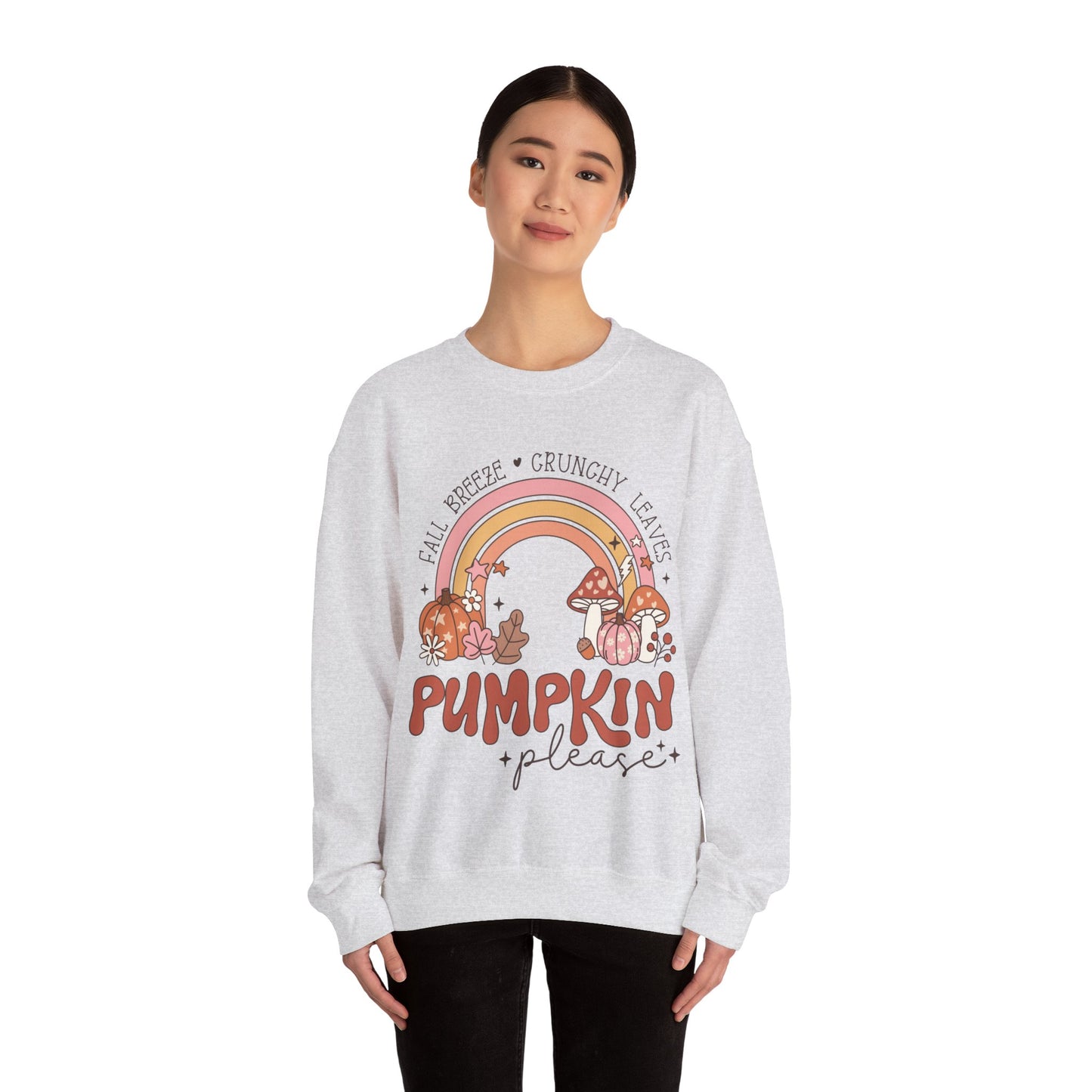 Fall Sweatshirt Halloween Graphic Pullover Sweater | Autumn Gifts For Mom Pumpkin Gift For Farm Lovers | Fall Breeze Crunchy Leaves Pumpkin Please