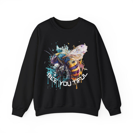 Bee Sweatshirt Psychedelic Graphic Pullover Sweater Positive Gifts For Mom | Bee You Tiful