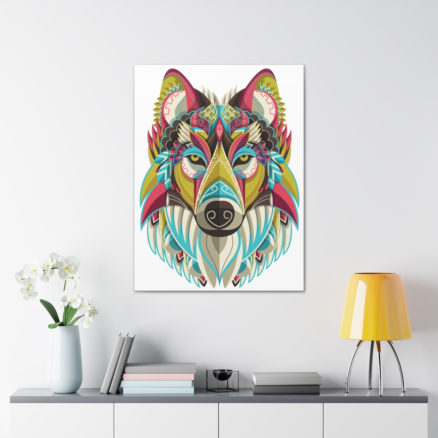 Dog Art Canvas Gallery Wrap 30x40 Wall Art Animal Portrait Watercolor Tribal