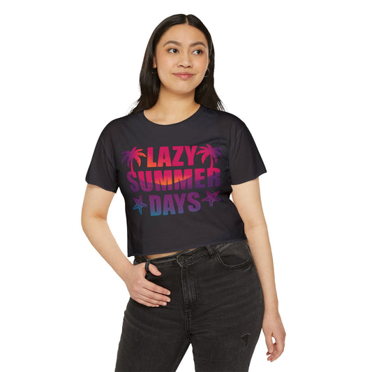 Summer Crop Top For Women, Beach Gifts For Her, Travel T-Shirt Croptop TShirt Merch, Lazy Summer Days