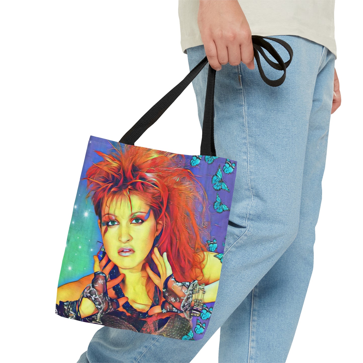 80s Style Pop Icon Tote Bag - Neon Cassette Tapes Design For Women