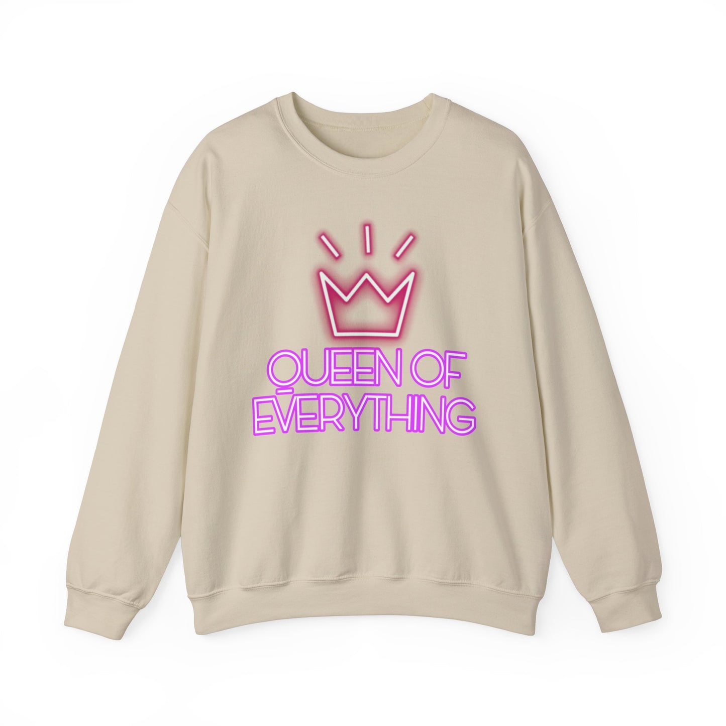 Queen Sweatshirt Neon Graphic Pullover Sweater Empowerment Gifts For Her Minimalist Outfit | Queen Of Everything