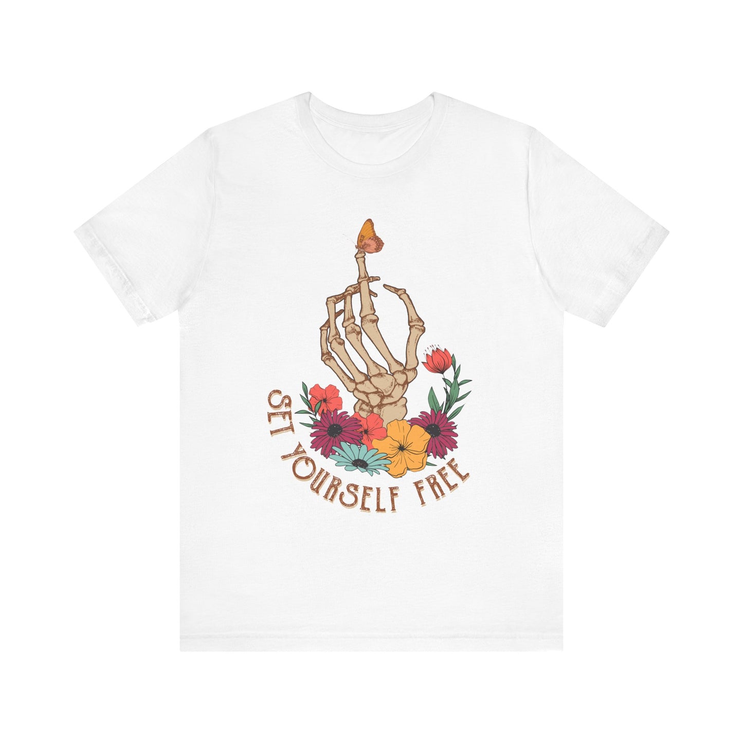 Retro T-Shirt, Skeleton Graphic Tee for Teens, Unisex Tshirt Aesthetic Gifts For Her, Motivational Quote Mantra Shirt Design