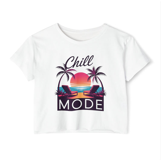 Vacation  Crop Top For Women, Beach Gifts For Her, Travel T-Shirt Croptop TShirt Merch, Chill Mode