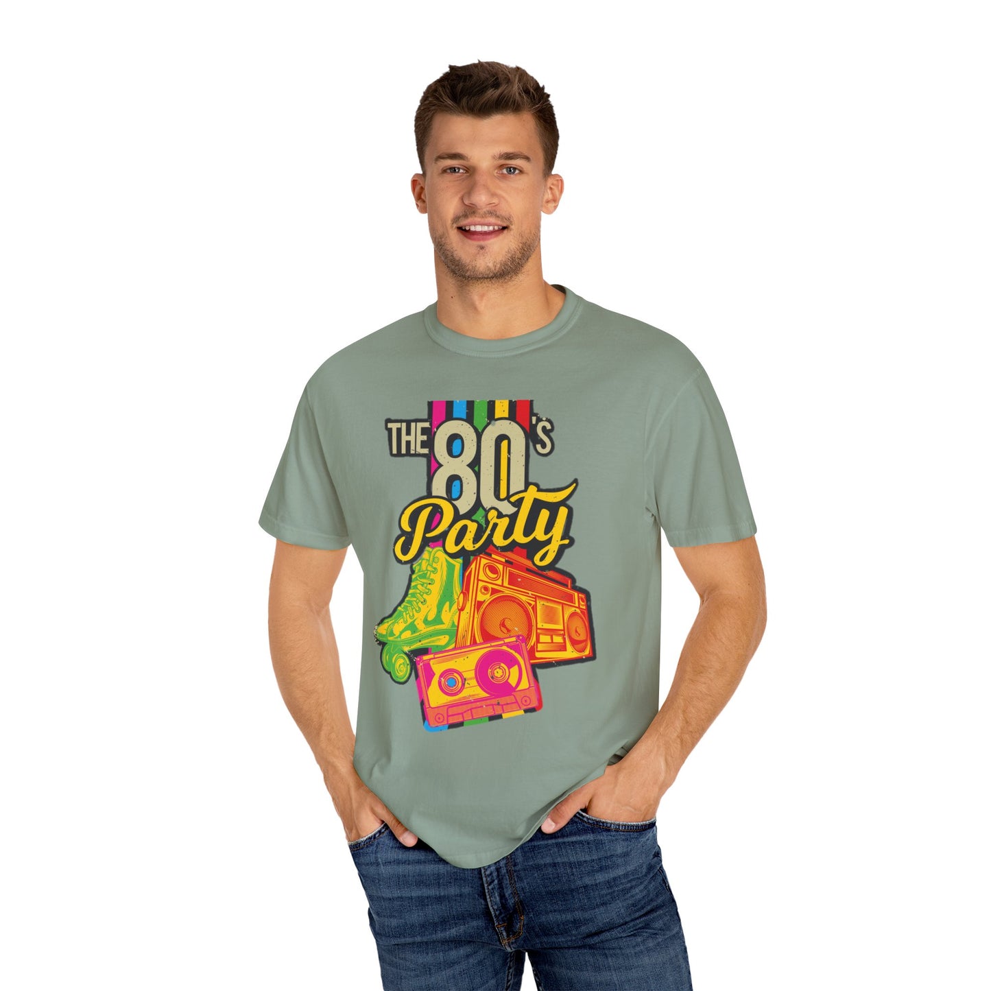 80s Party Comfort Colors Tshirt | Mens T-Shirt Graphic Tees Men Shirt Casual | Comfy Loose Fit Summer Clothes | Cotton Street Wear Clothing College Fashion