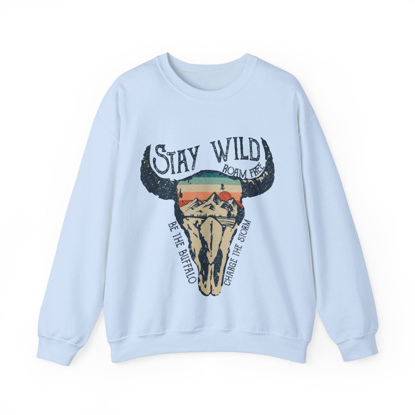 Buffalo Sweatshirt Skull Graphic Pullover Sweater | Desert Gifts For Teens Boho Outfit | Stay Wild