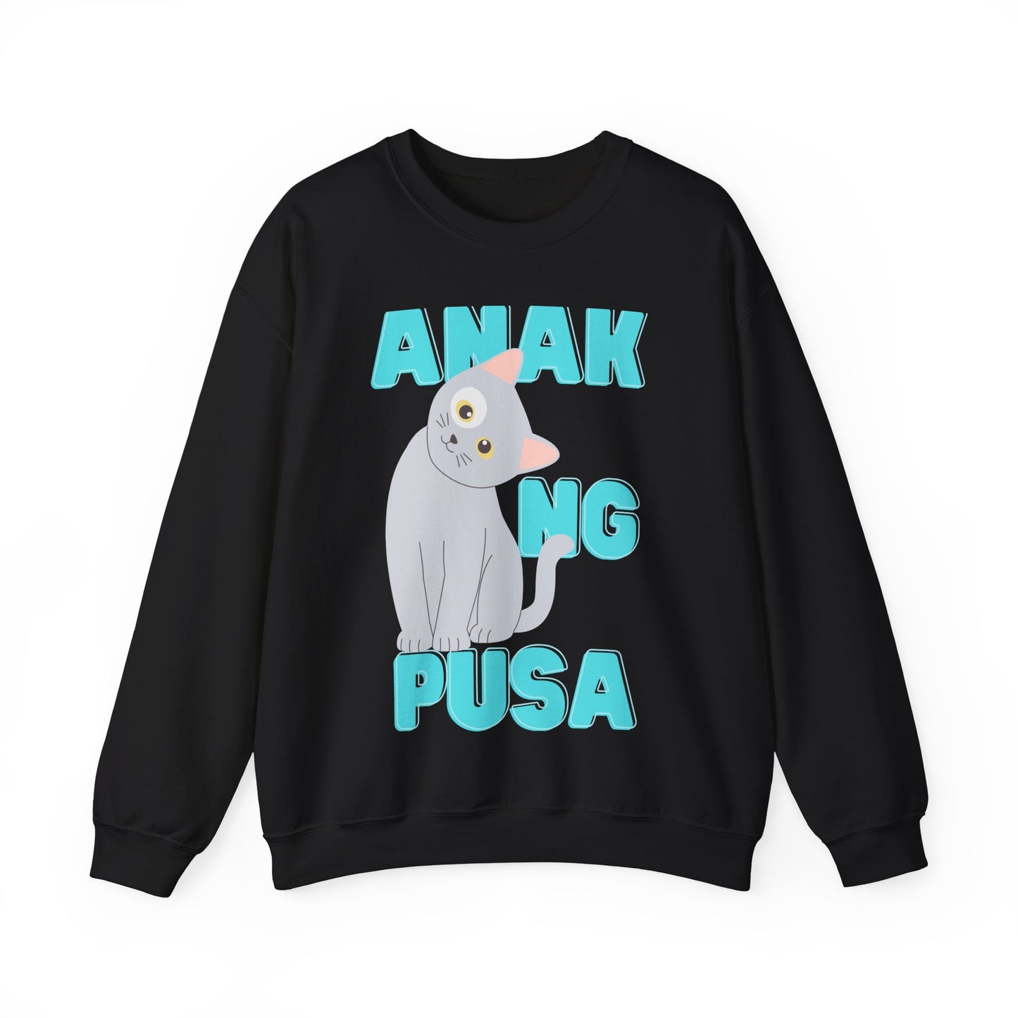 Filipino Sweatshirt Pinoy Graphic Pullover Sweater | Philippine Gifts For Cat Lovers | Tagalog - Anak Ng Pusa