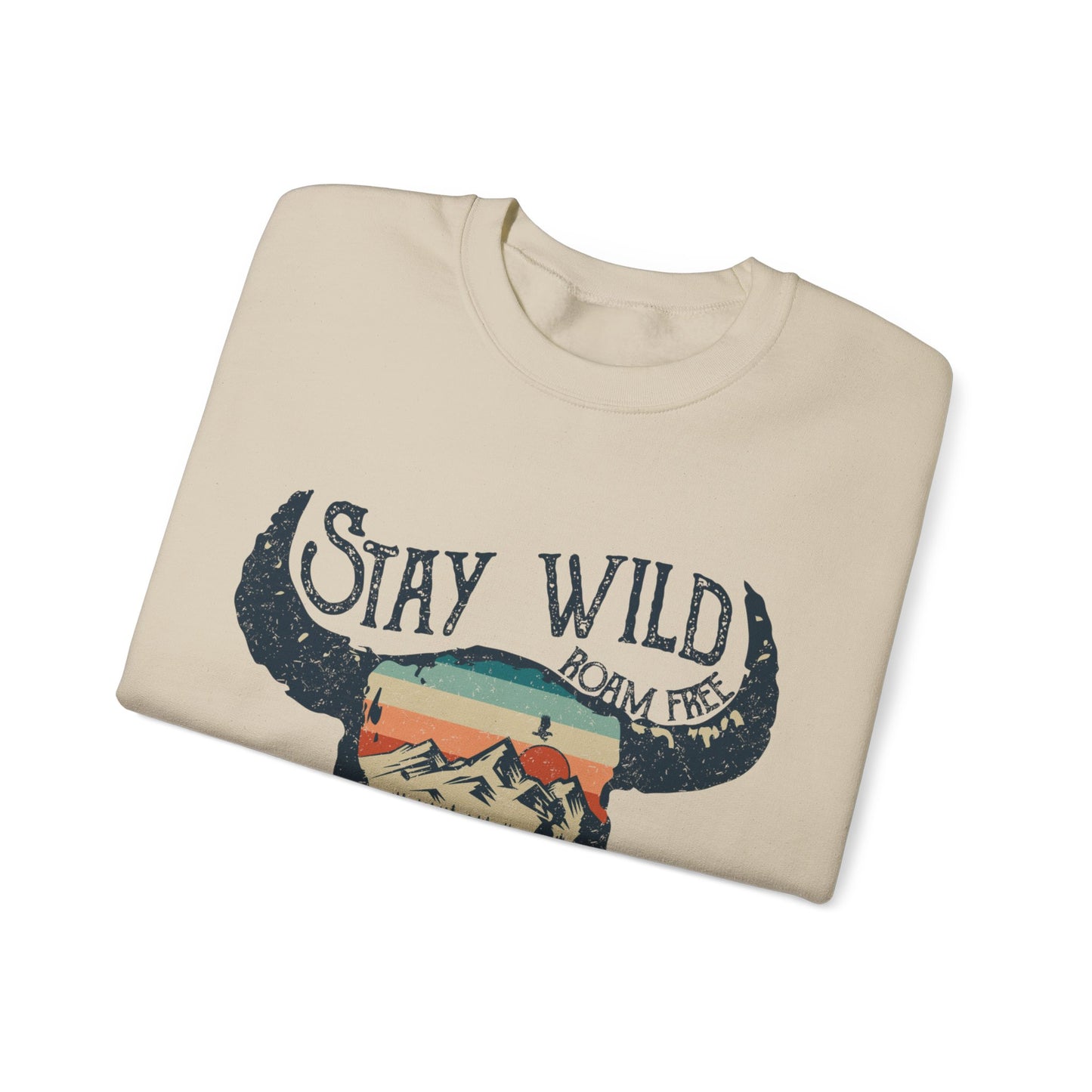 Buffalo Sweatshirt Skull Graphic Pullover Sweater | Desert Gifts For Teens Boho Outfit | Stay Wild