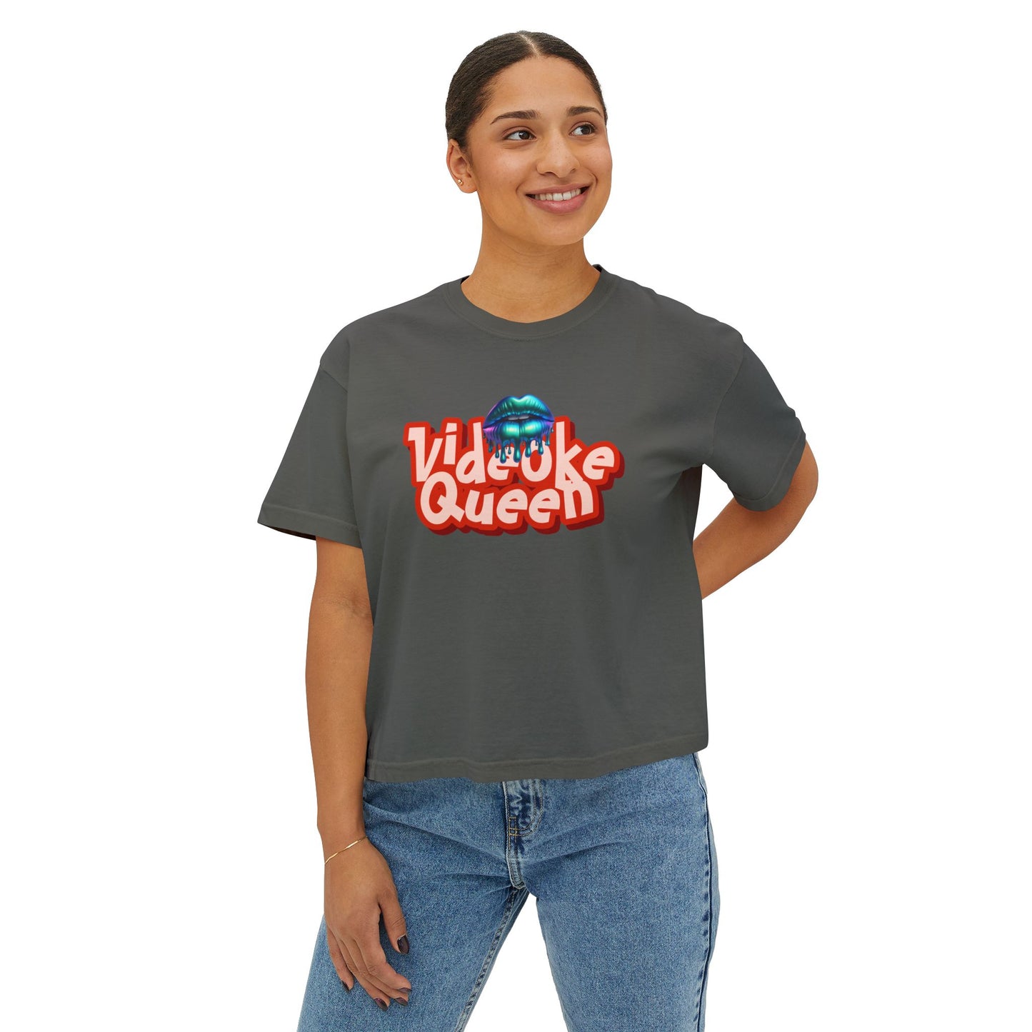 Videoke Queen Graphic Tee, Boxy Croptop, Pinoy Shirt, Casual Crop Top, Filipino Gift for Her,, Comfort Colors Tshirt,