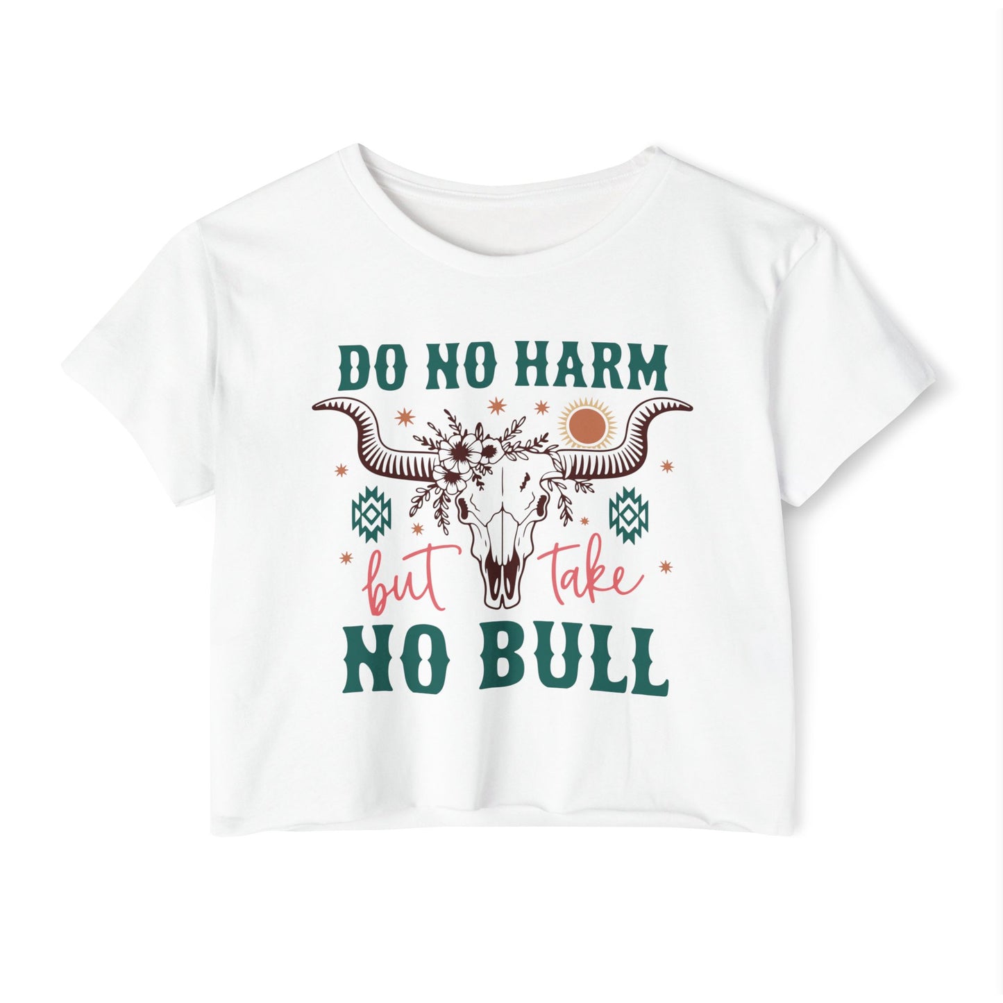 Boho Crop Top For Women, Cow Gifts For Her, Retro. T-Shirt Croptop Casual Summer Tshirt Merch, Take No Bull