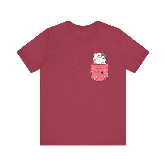 Cat T-Shirt, Cute Graphic Tee for Teens,Unisex Tshirt Aesthetic Gifts For Her,Cute Shirt,Cat Pocket Shirt,Gift For Cat Lovers & Cat Moms