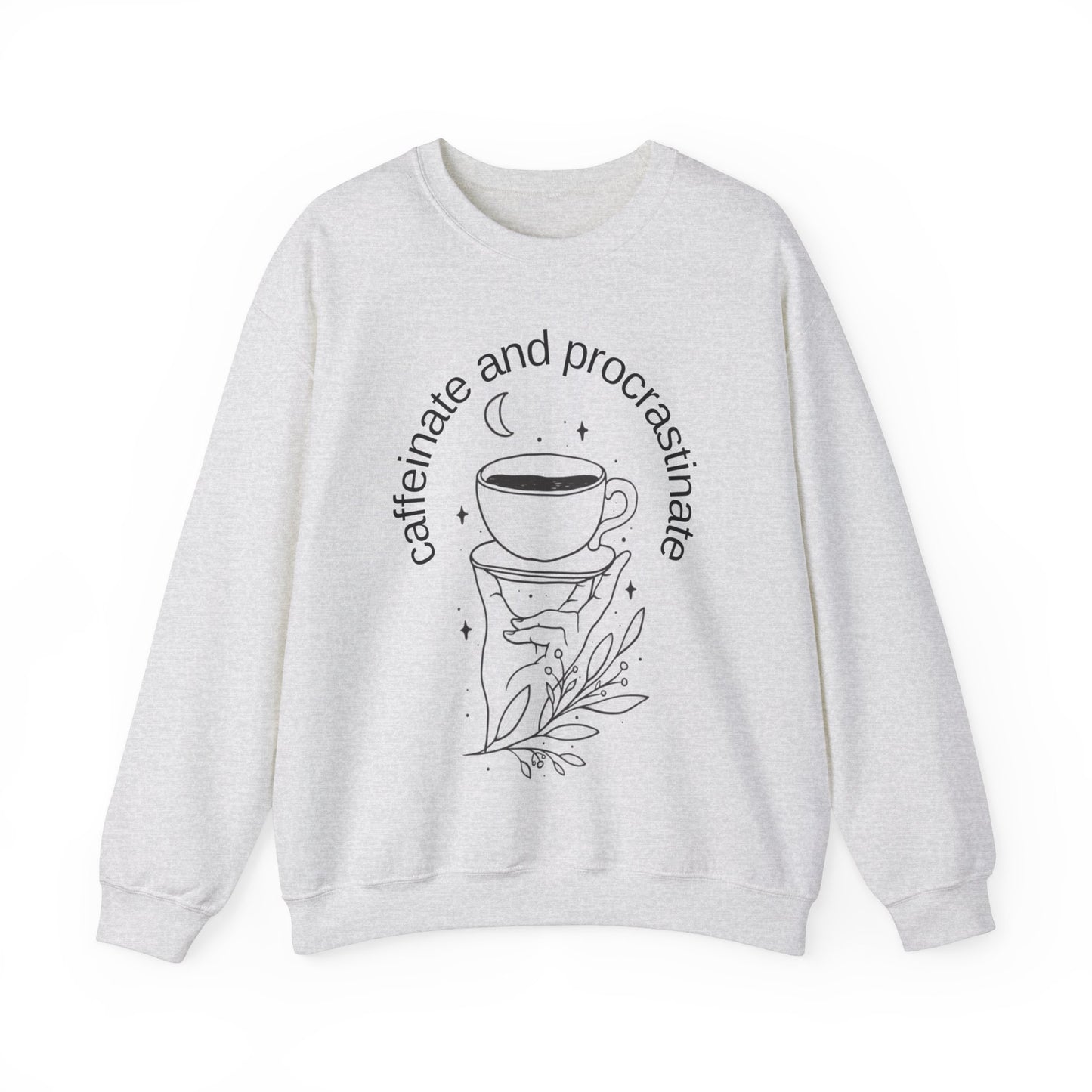 Coffee Sweatshirt Boho Graphic Pullover Sweater | Funny Gifts For Mom Gift For Teachers | Caffeinate And Procrastinate