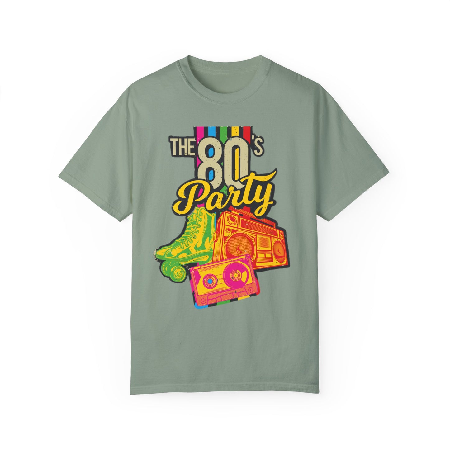 80s Party Comfort Colors Tshirt | Mens T-Shirt Graphic Tees Men Shirt Casual | Comfy Loose Fit Summer Clothes | Cotton Street Wear Clothing College Fashion