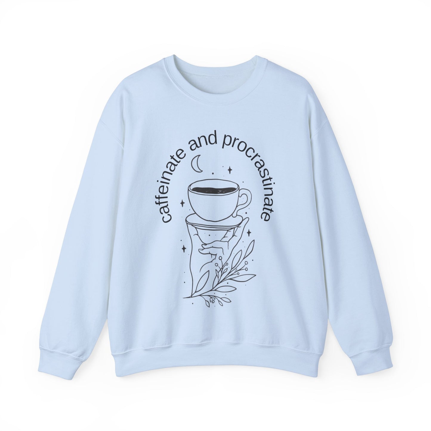 Coffee Sweatshirt Boho Graphic Pullover Sweater | Funny Gifts For Mom Gift For Teachers | Caffeinate And Procrastinate