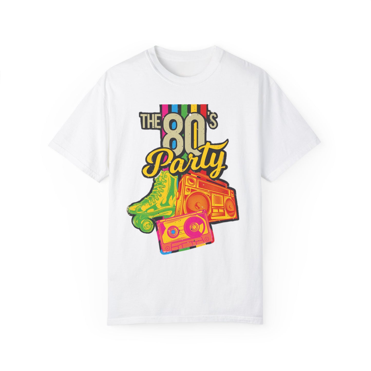 80s Party Comfort Colors Tshirt | Mens T-Shirt Graphic Tees Men Shirt Casual | Comfy Loose Fit Summer Clothes | Cotton Street Wear Clothing College Fashion