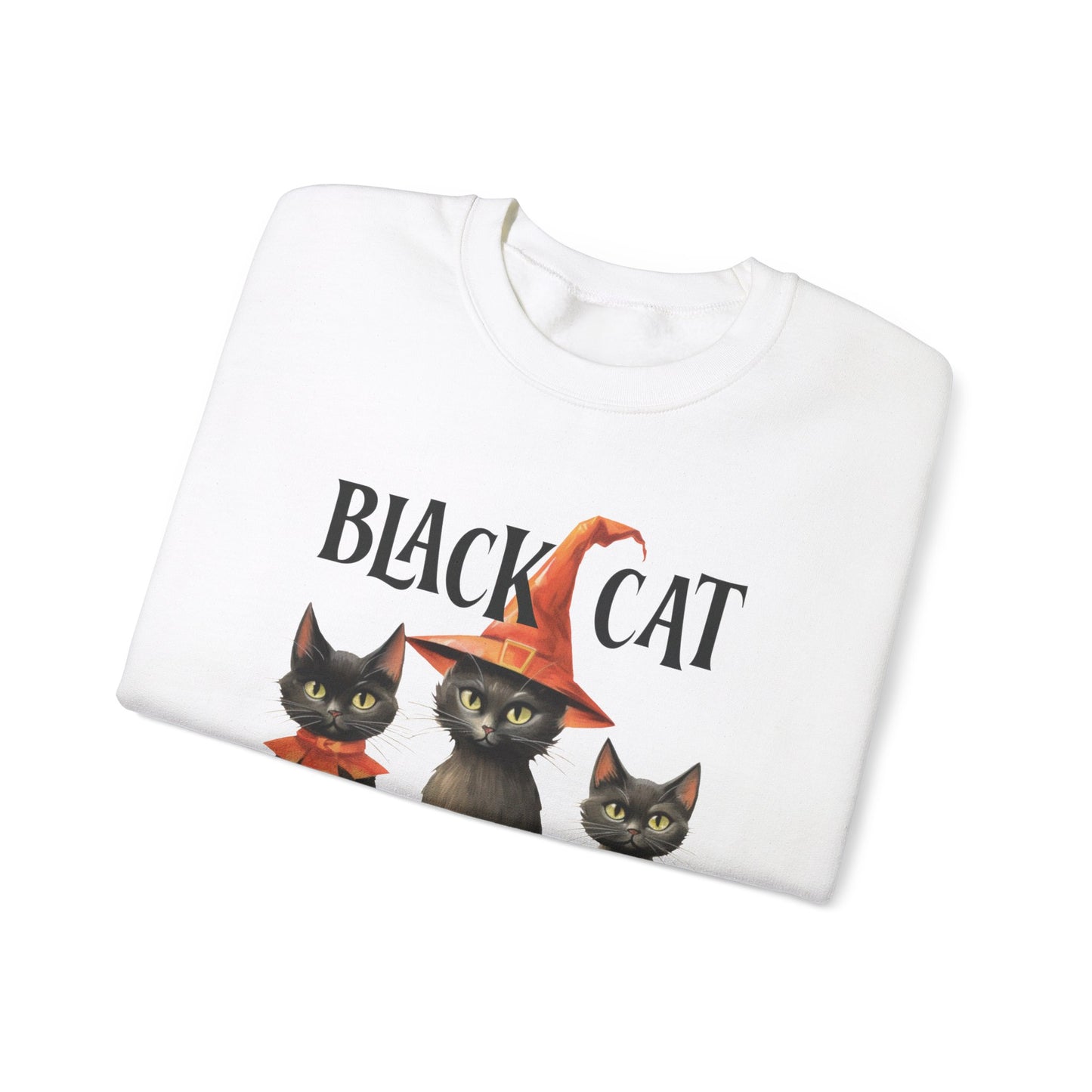 Cat Sweatshirt Halloween Graphic Pullover Sweater | Retro Gifts For Mom Cat Gift For Cat Lovers | Black Cat Society