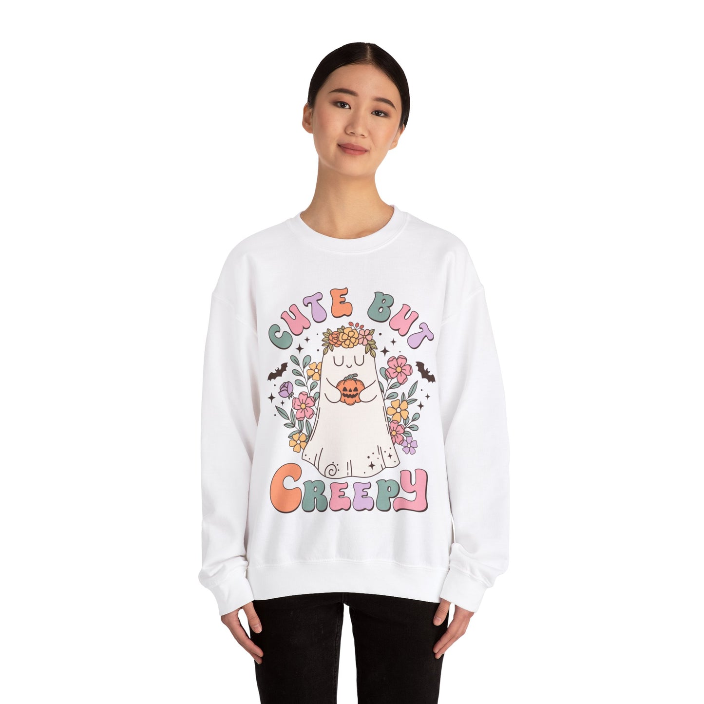 Fall Sweatshirt Halloween Graphic Pullover Sweater | Autumn Gifts For Mom Ghost Gift For Her | Cute But Creepy