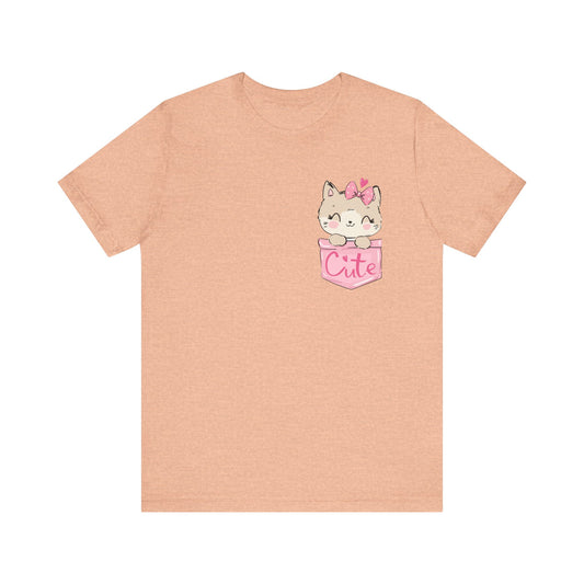 Cat T-Shirt, Cute Graphic Tee for Teens,Unisex Tshirt Aesthetic Gifts For Her,Cute Shirt,Cat Pocket Shirt,Gift For Cat Lovers & Cat Mom