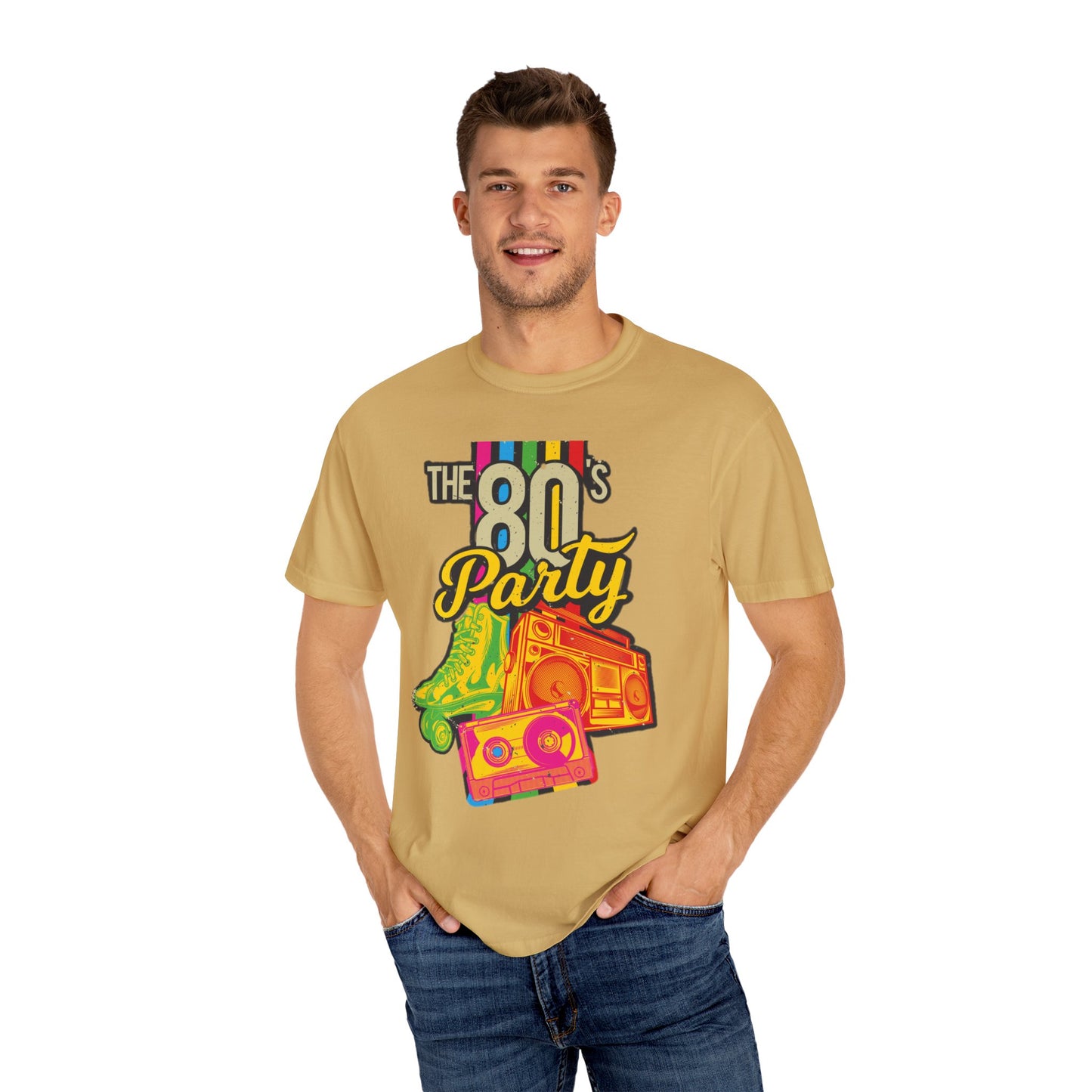 80s Party Comfort Colors Tshirt | Mens T-Shirt Graphic Tees Men Shirt Casual | Comfy Loose Fit Summer Clothes | Cotton Street Wear Clothing College Fashion
