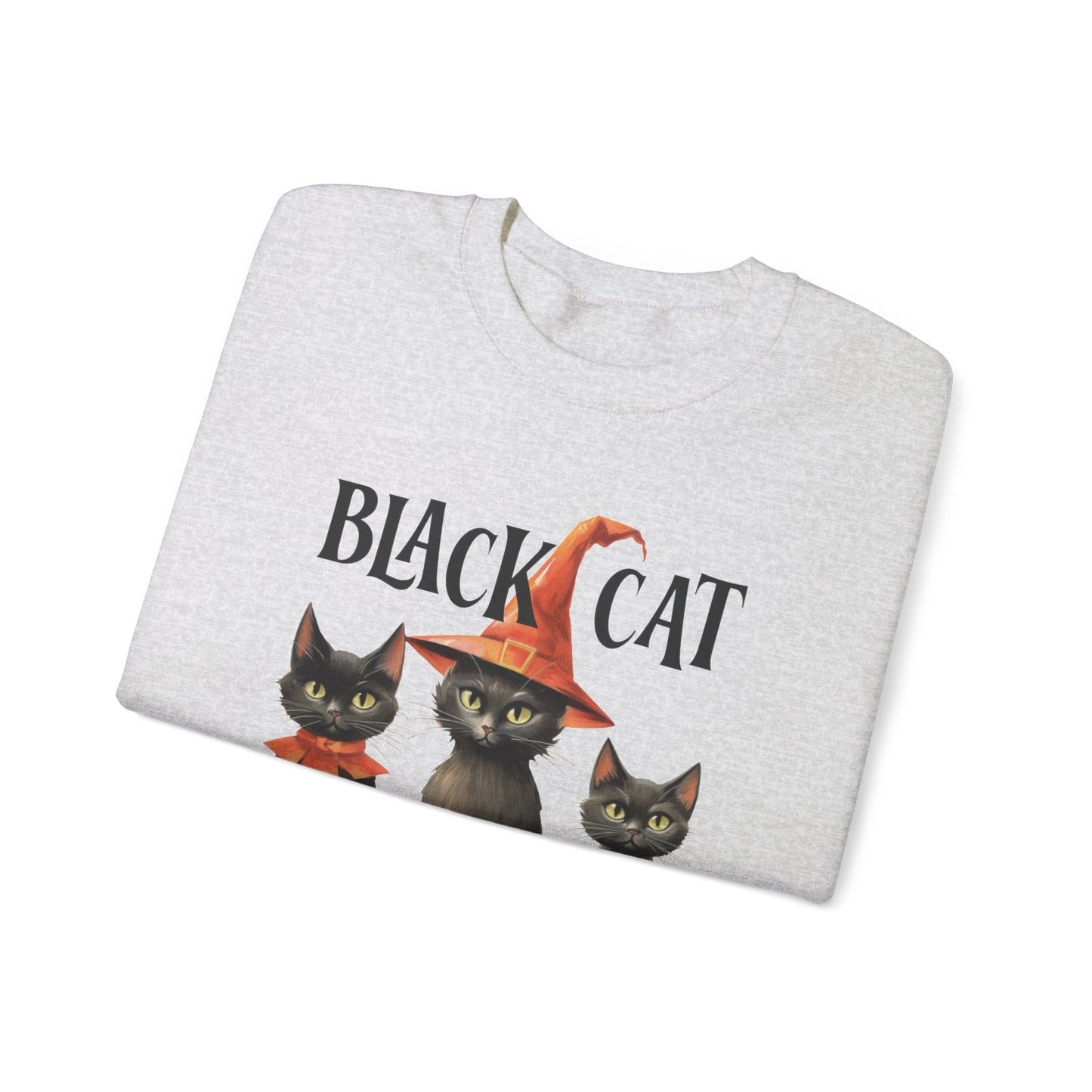 Cat Sweatshirt Halloween Graphic Pullover Sweater | Retro Gifts For Mom Cat Gift For Cat Lovers | Black Cat Society