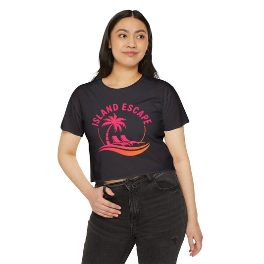 Summer Crop Top For Women, Beach Gifts For Her, Travel T-Shirt Croptop TShirt Merch, Island Escape