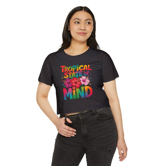 Summer Crop Top For Women, Beach Gifts For Her, Travel T-Shirt Croptop TShirt Merch, Tropical State Of Mind