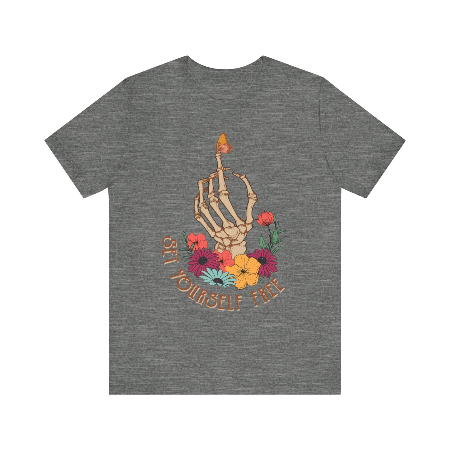Retro T-Shirt, Skeleton Graphic Tee for Teens, Unisex Tshirt Aesthetic Gifts For Her, Motivational Quote Mantra Shirt Design