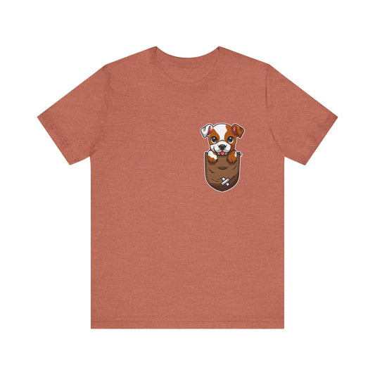 Dog T-Shirt, Puppy Graphic Tee for Teens, Unisex Tshirt Aesthetic Gifts For Her, Cute Shirt,Dog Pocket Shirt, Gift for Dog Lovers & Dog Moms