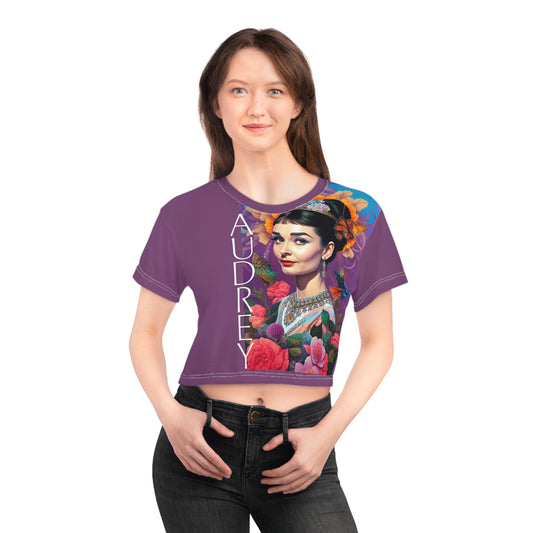 Audrey T-Shirt Cute Crop Tops | Croppe'd Graphic Tee | Movie T Shirt Women Trendy Gifts For Her | Teen T Shirt Design Back To School Apparel