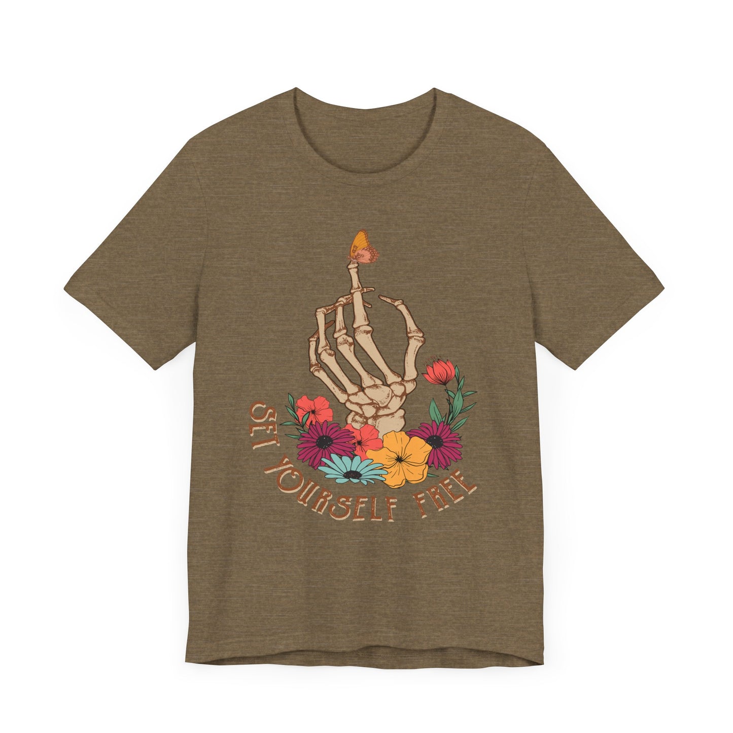 Retro T-Shirt, Skeleton Graphic Tee for Teens, Unisex Tshirt Aesthetic Gifts For Her, Motivational Quote Mantra Shirt Design