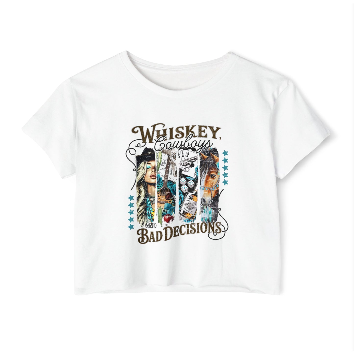 Whiskey Cowboys & Bad Decisions Crop Top For Women, Western Gifts For Her, Texas T-Shirt Croptop TShirt Merch