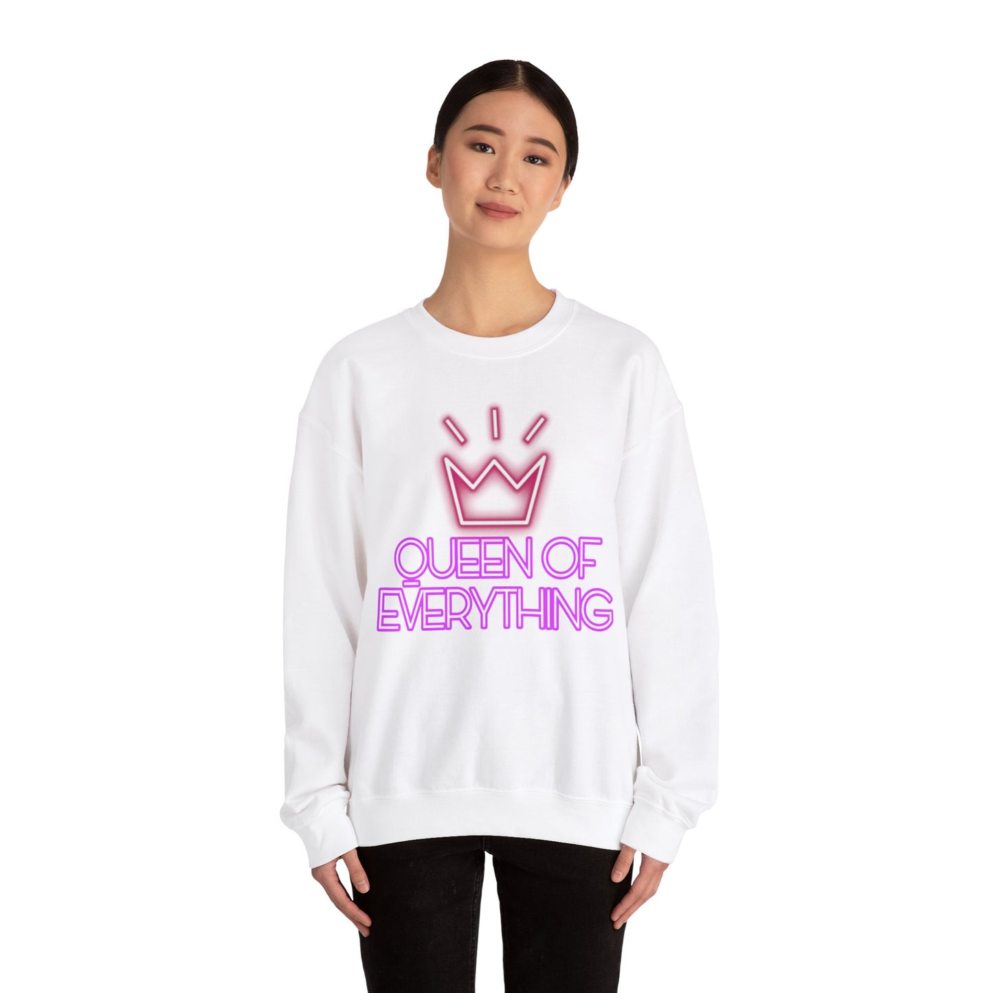 Queen Sweatshirt Neon Graphic Pullover Sweater Empowerment Gifts For Her Minimalist Outfit | Queen Of Everything