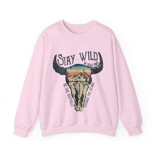 Buffalo Sweatshirt Skull Graphic Pullover Sweater | Desert Gifts For Teens Boho Outfit | Stay Wild