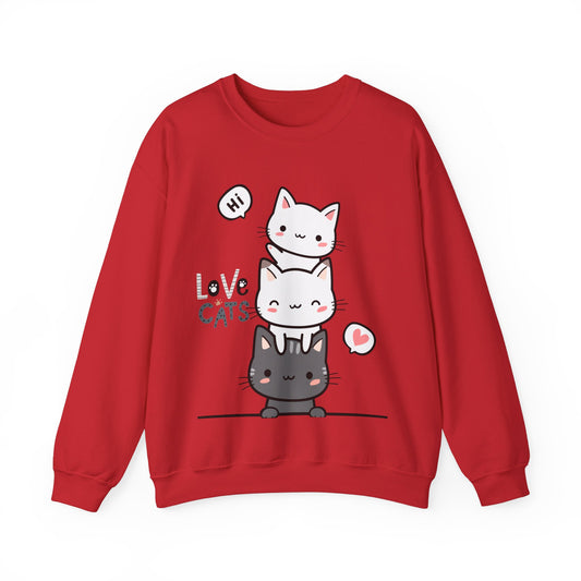 Cats Sweatshirt Cute Graphic Pullover Sweater | Kawaii Gifts For Cat Lovers Gift For Teachers | Love Cats