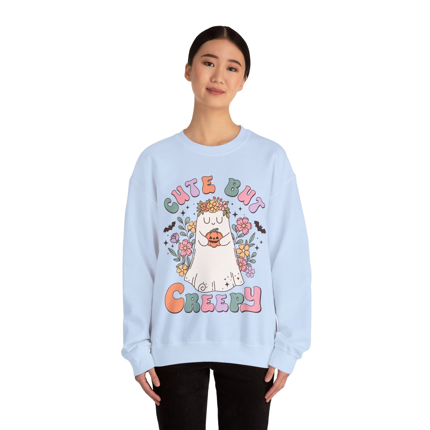 Fall Sweatshirt Halloween Graphic Pullover Sweater | Autumn Gifts For Mom Ghost Gift For Her | Cute But Creepy
